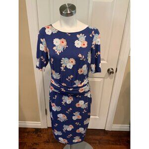 Boden Blue Multicolor Floral Patterned Short Sleeve Dress Size, 6R